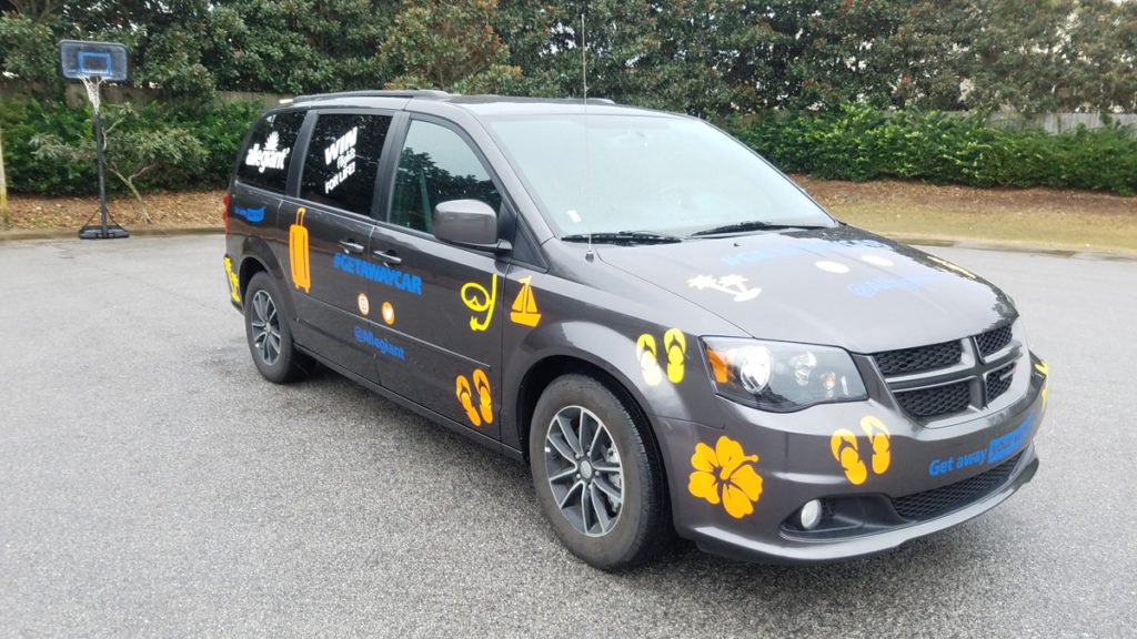 Finished partial vehispot wrap graphics (5)cle wrap on Allegiant van