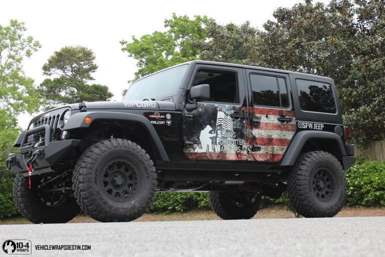 Read more about the article American Flag Jeep Rubicon Wrap | Custom Vinyl Destin