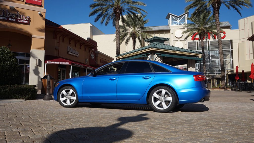Audi A6 – Perfect Blue rear wrap wAudi A6 – Perfect Blue Rear Wrap Showcaseith 3M vinyl